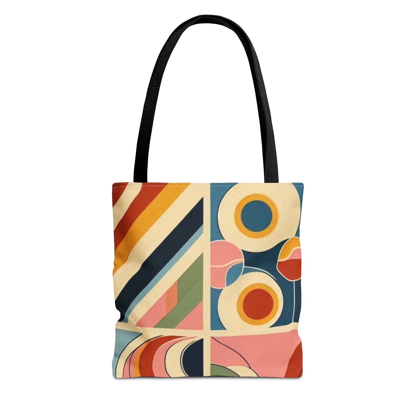 Bolso de mano con estampado de arcoíris cuadrado y colorido