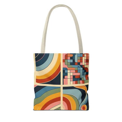 Bolso de mano con estampado de arcoíris cuadrado y colorido
