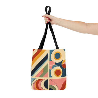 Bolso de mano con estampado de arcoíris cuadrado y colorido