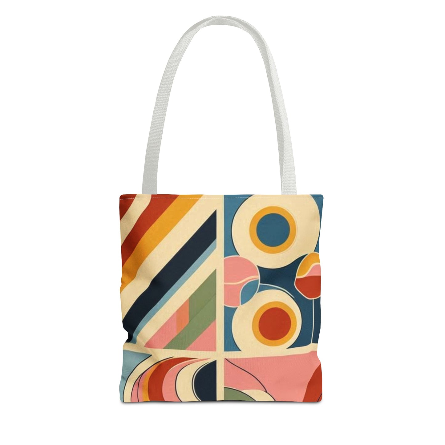 Bolso de mano con estampado de arcoíris cuadrado y colorido