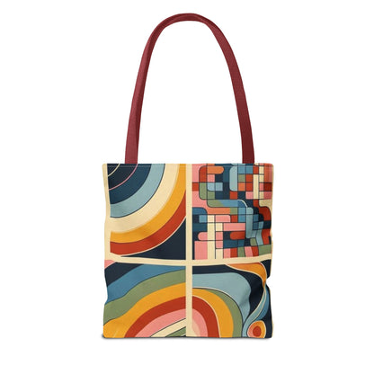 Bolso de mano con estampado de arcoíris cuadrado y colorido