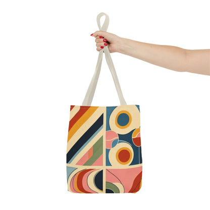 Bolso de mano con estampado de arcoíris cuadrado y colorido