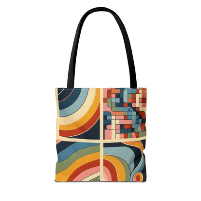 Bolso de mano con estampado de arcoíris cuadrado y colorido