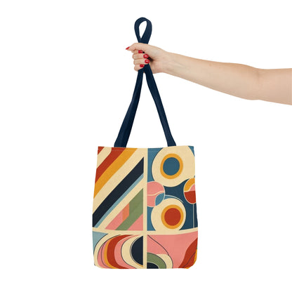 Bolso de mano con estampado de arcoíris cuadrado y colorido