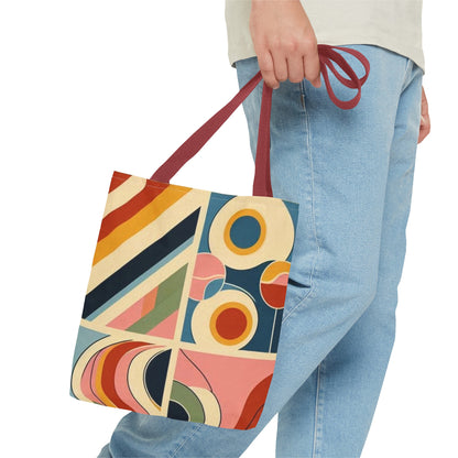 Bolso de mano con estampado de arcoíris cuadrado y colorido