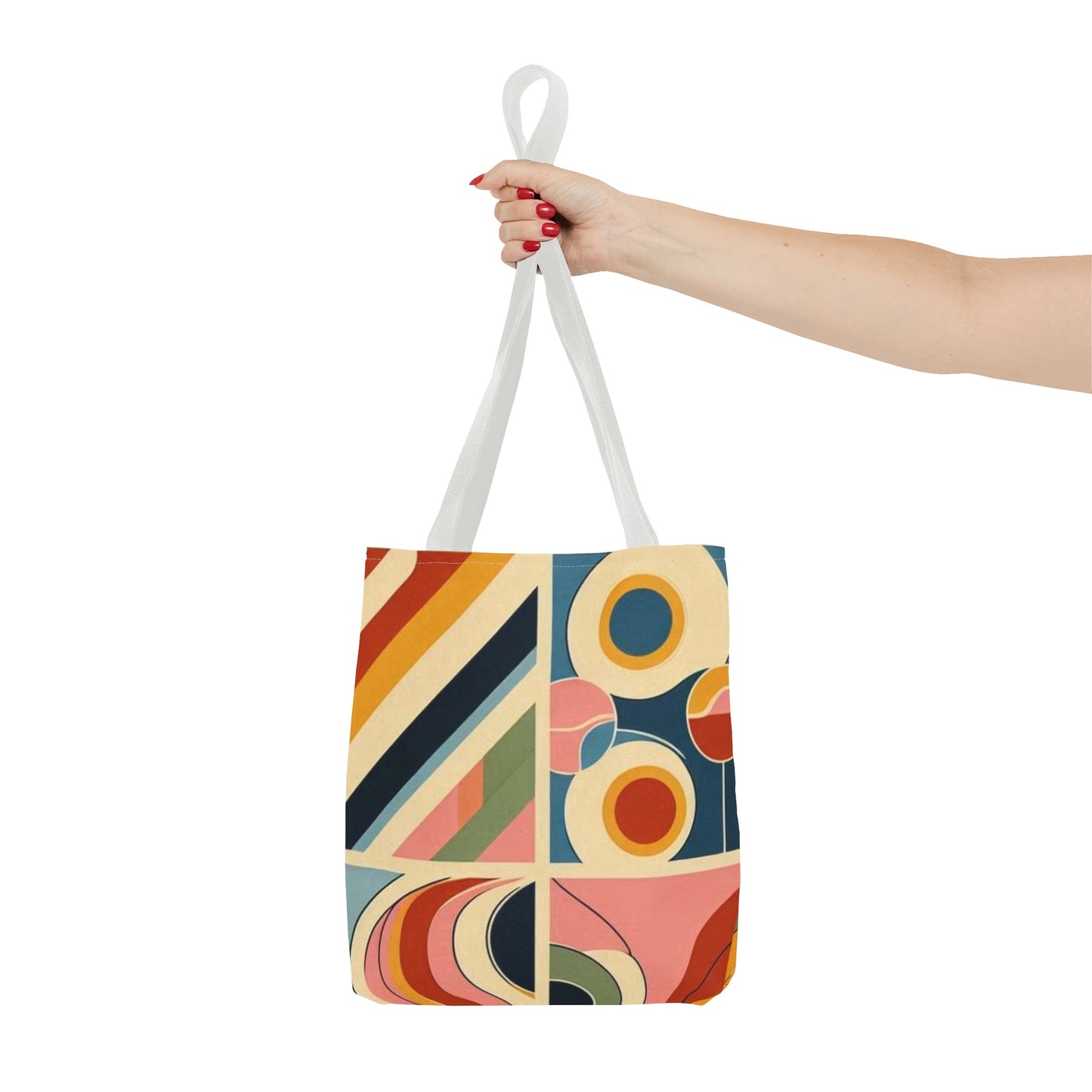 Bolso de mano con estampado de arcoíris cuadrado y colorido