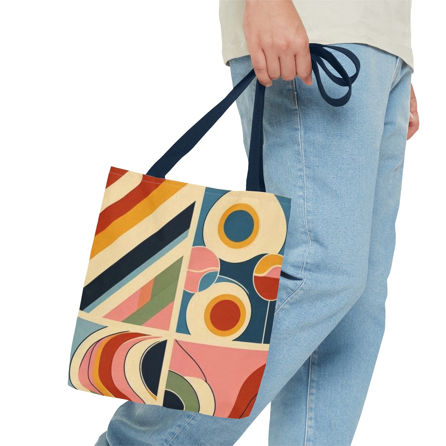 Bolso de mano con estampado de arcoíris cuadrado y colorido