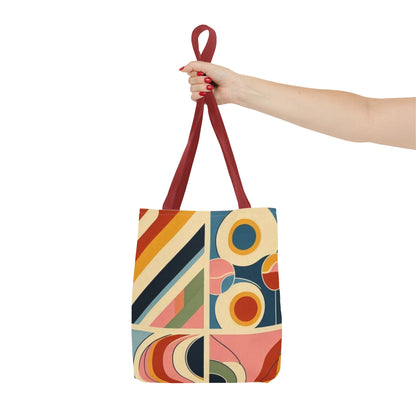 Bolso de mano con estampado de arcoíris cuadrado y colorido