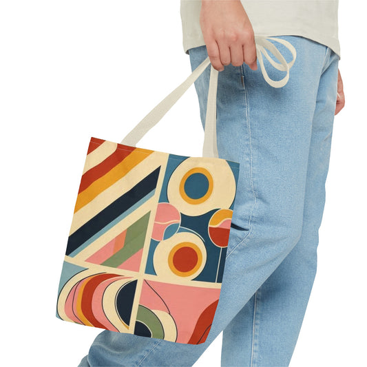 Bolso de mano con estampado de arcoíris cuadrado y colorido